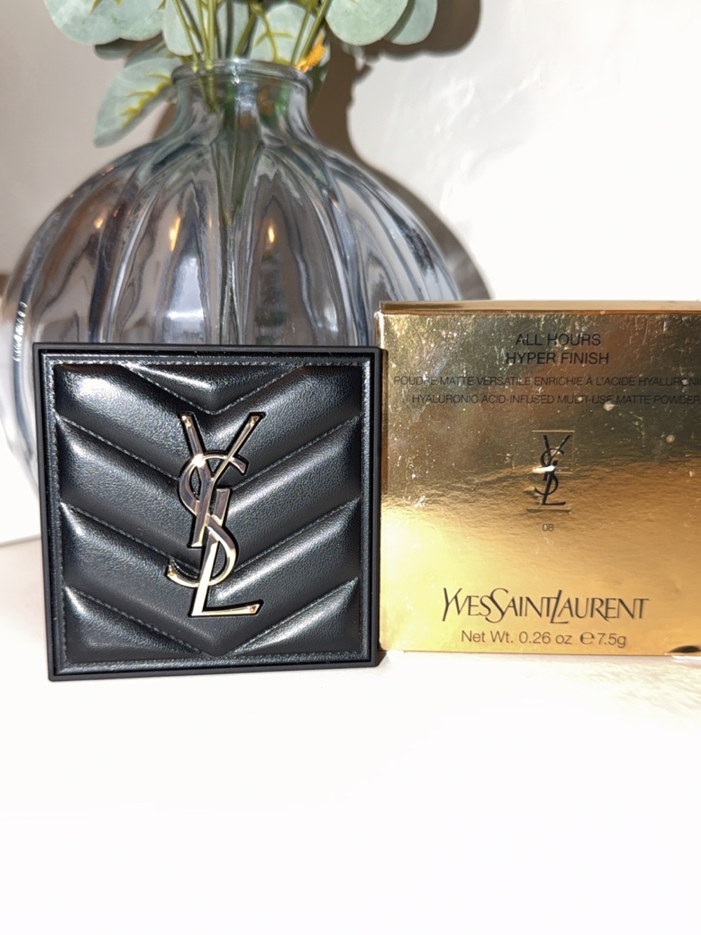 Yves Saint Laurent Black Quilted Leather Card Case with Gold YSL Logo
